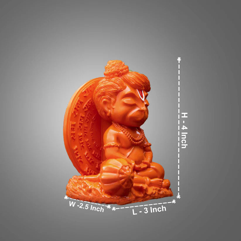 Meditating Lord Bal Hanuman Shri Ram Chakra Sindoori Orange